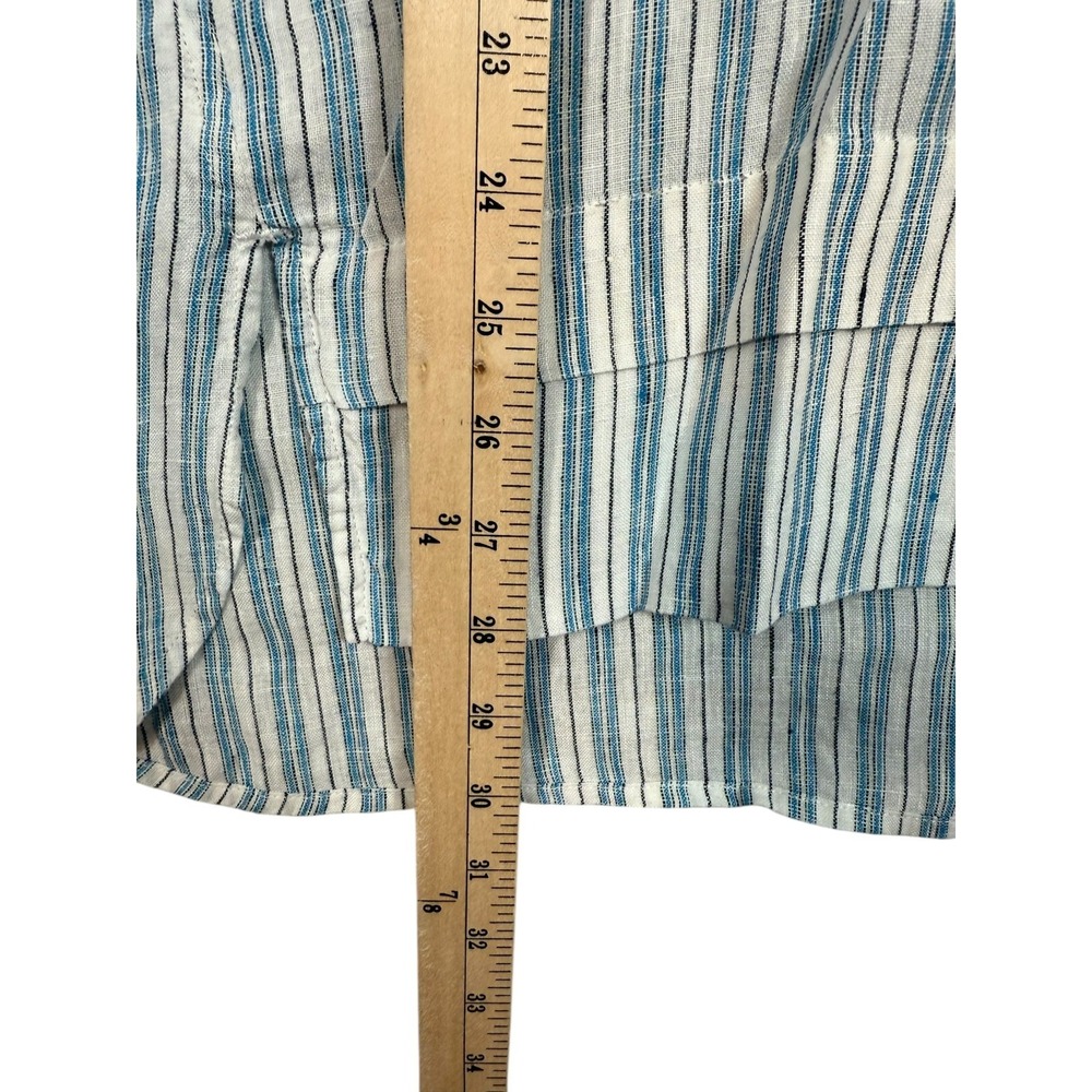 J.Jill Love Linen Women's Blue Striped High Low Hem Popover Tunic Blouse Size M - Picture 6 of 7